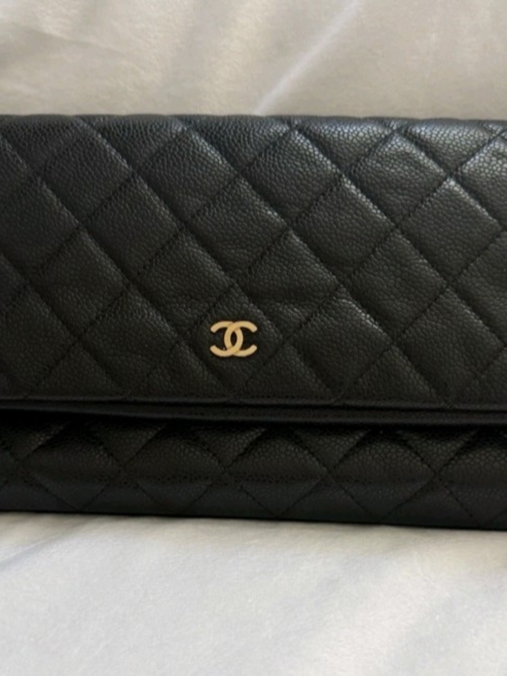 Chanel Caviar Quilted Fold Over Clutch